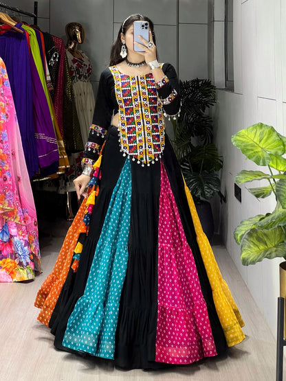 Ethnic Women's Lehenga Set with Traditional Embroidered Top – Multicolor Navratri Collection 2025