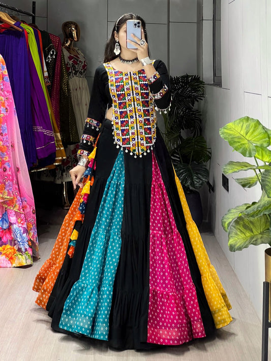 Ethnic Women's Lehenga Set with Traditional Embroidered Top – Multicolor Navratri Collection 2025