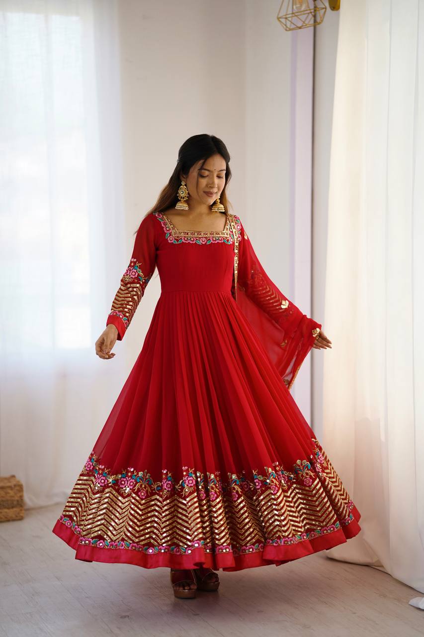 RangBhoomi Heavy Designer Party Gown with Embroidered Dupatta