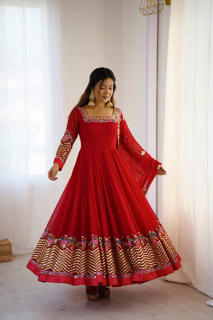 RangBhoomi Heavy Designer Party Gown with Embroidered Dupatta