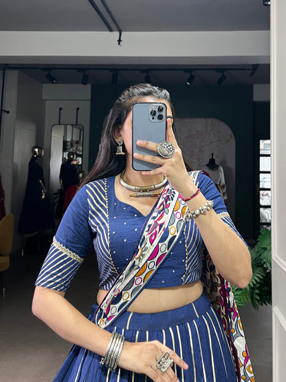 Chanderi Garba Choli with Zari-Embellished Tasar Silk Dupatta for an Elegant Festive Appearance
