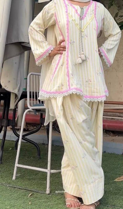 RangBhoomi Heavy Pure Natural Crepe Farshi Set with Nazmin Dupatta - Fully Fancy Sleeves