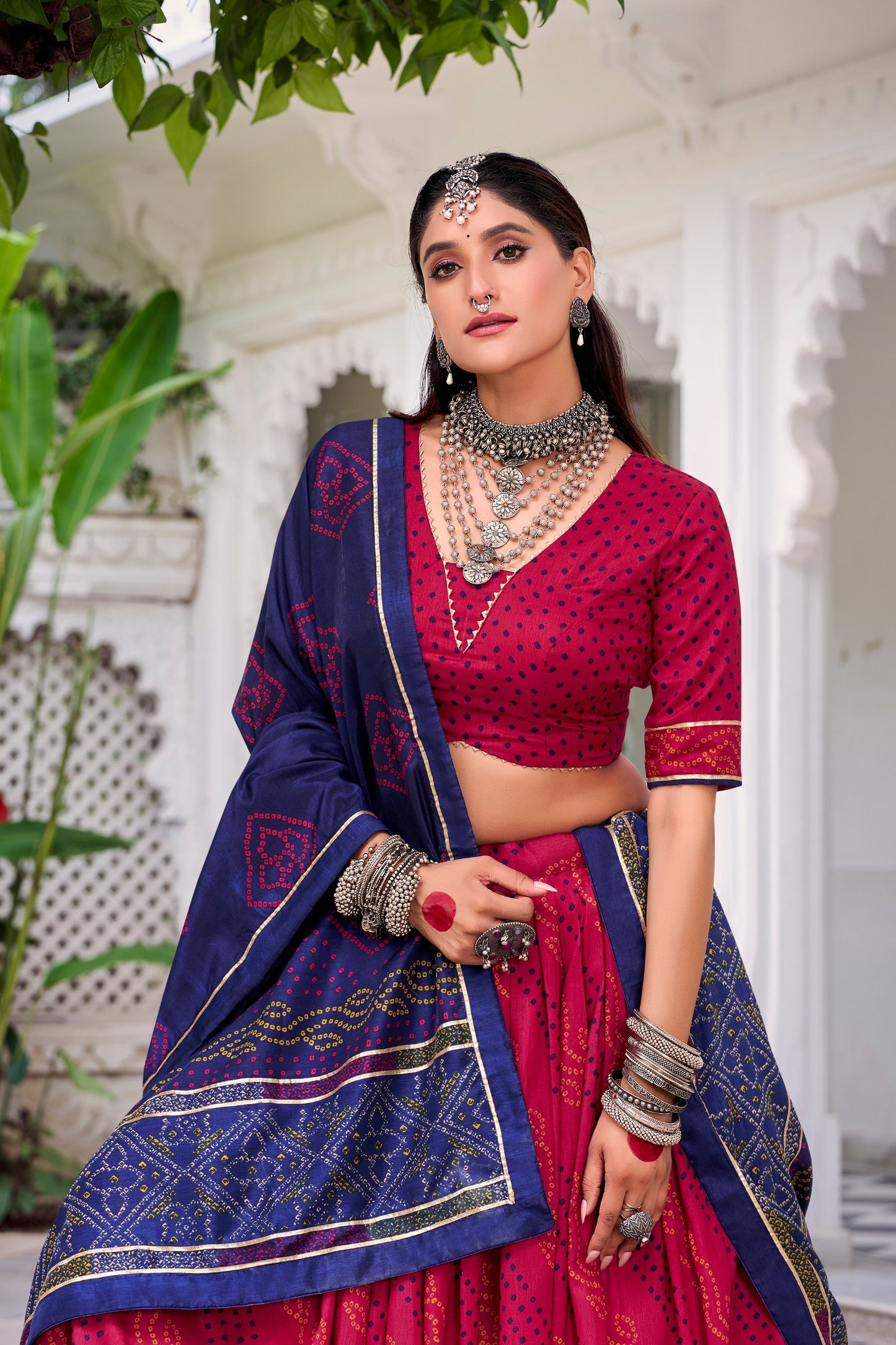 Elegant Navratri Ensemble Featuring Vibrant Bandhani Print and Regal Borders for a Classic Festive Look