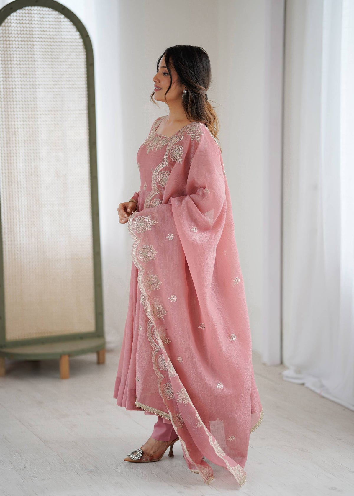 RangBhoomi Elegant Embroidered Sequence Designer Anarkali Three Piece Set
