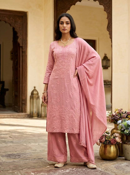 Exclusive and Comfortable Kurta, Palazzo, and Dupatta Set with Elegant Embroidery for Everyday Wear