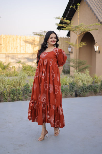 RangBhoomi Premium Designer Ready-to-Wear Kurti Collection 2026 - Elegant Printed Cotton with Puff Sleeves and Fancy Square Neck