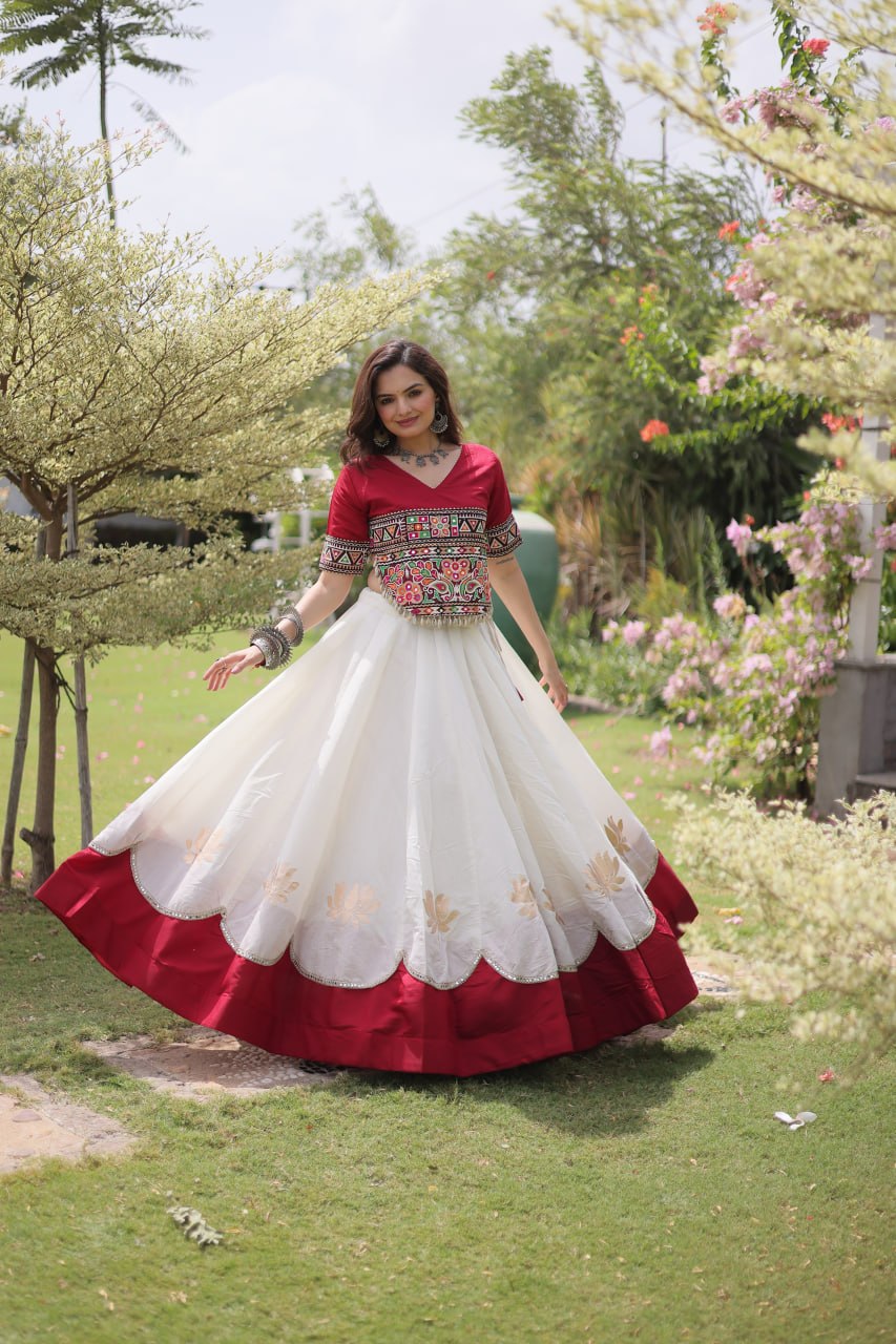RangBhoomi Navratri Lehenga Choli Collection 2026 — Lotus Mirror Embroidered Set