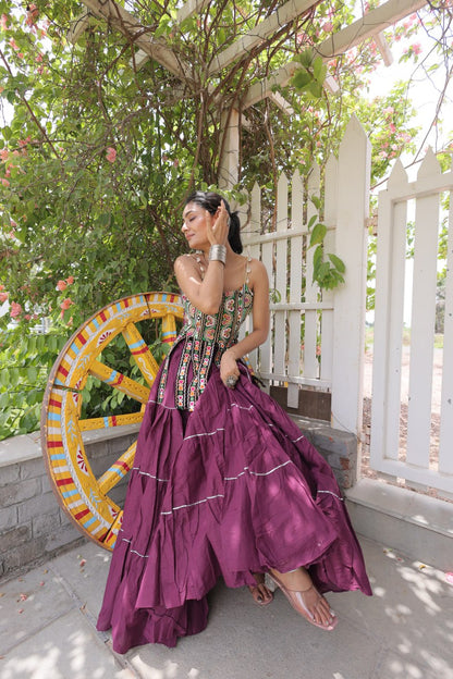 RangBhoomi Navratri Kora Cotton Lehenga Set — Full-Stitched Festive Ensemble