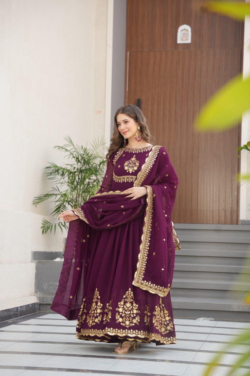 Exquisite Designer Gown with Dupatta – Limited Edition 2025