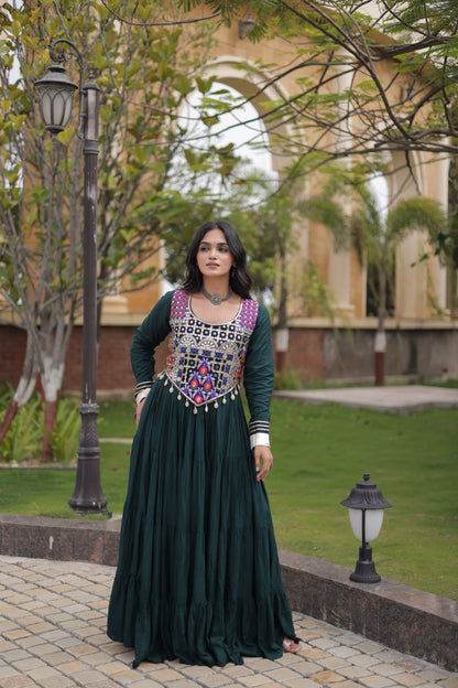 Navratri Gown Collection 2026 — Elegant Reyon Gown with Embellished Blouse by RangBhoomi