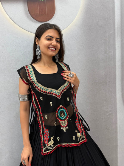 RangBhoomi Navratri Special Pure Khadi Cotton Lehenga Choli with 6m Flair — Fully Stitched
