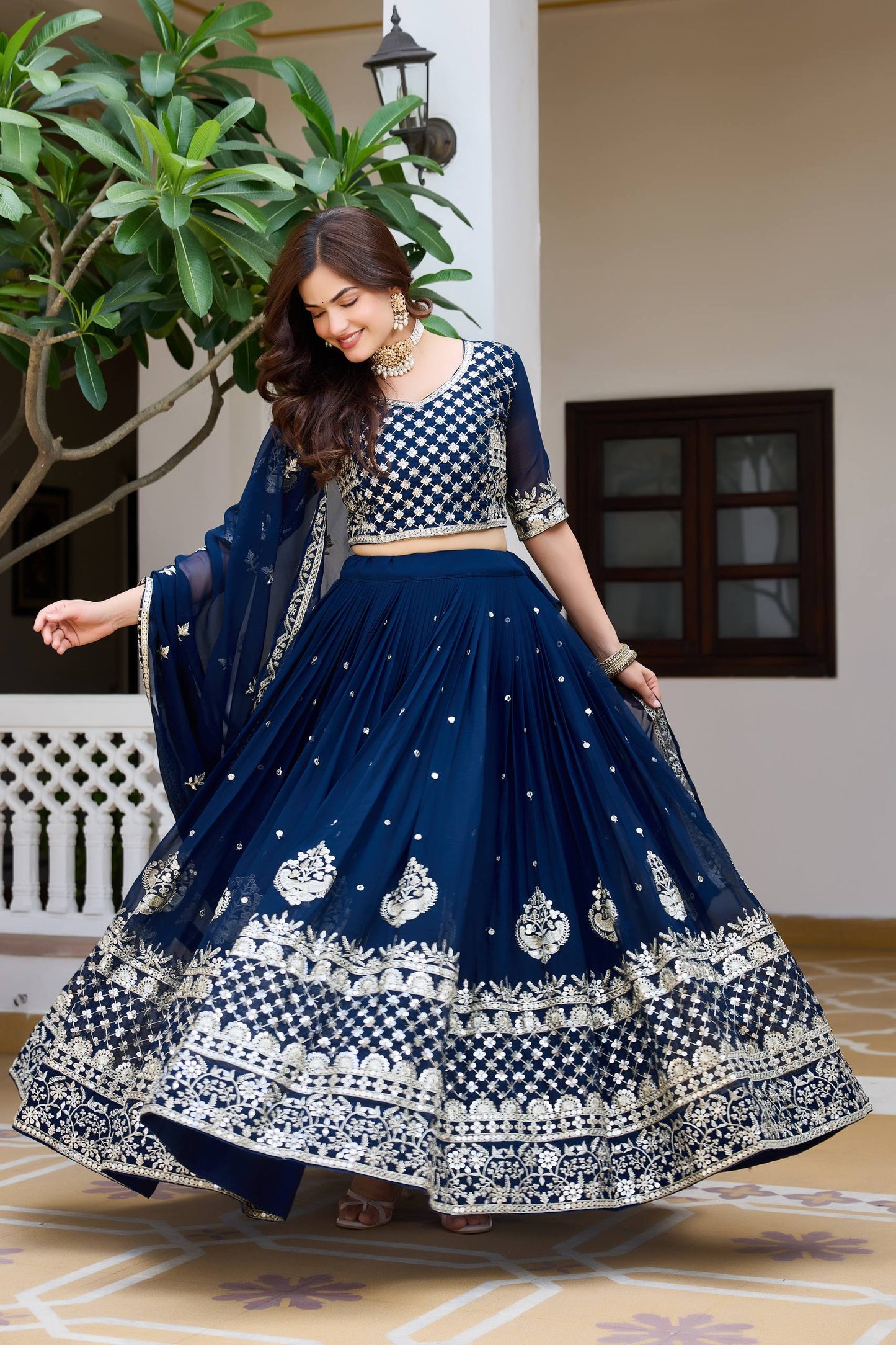 RangBhoomi Heavy Fox Georgette Embroidered Wedding Lehenga Choli Set