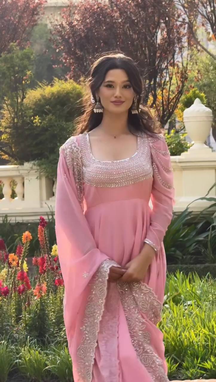 RangBhoomi Designer Heavy Fox Georgette Embroidered Party Gown Set - Elegant Festive Wear