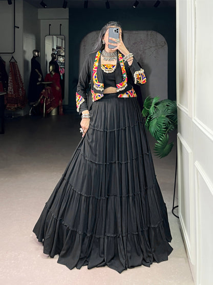 RangBhoomi Navratri Rajudi Lehenga Set with Gamthi & Mirror Detailing