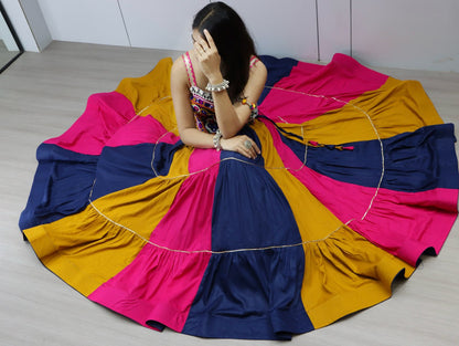 Ethnic Women's Lehenga with Designer Blouse Set – Vibrant Multicolor Navratri Festive Attire