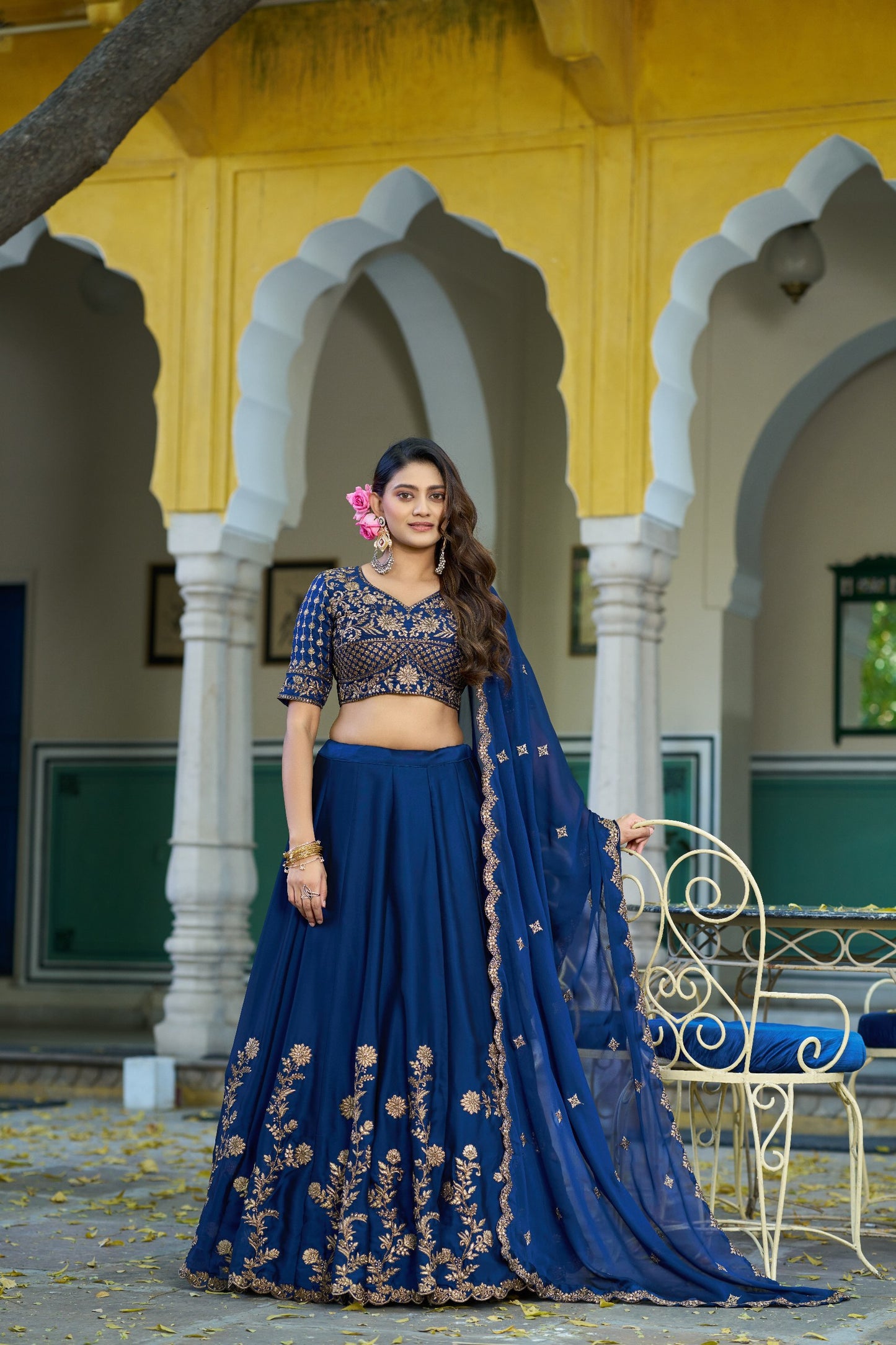 RangBhoomi Elegant Festive Lehenga Set with Rangoli Silk, Sequins, and Thread Embroidery