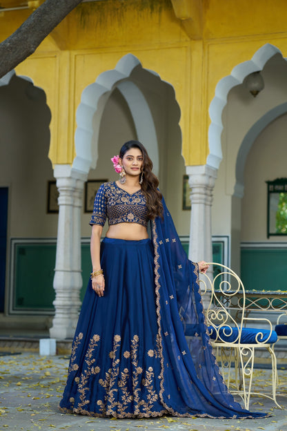 RangBhoomi Elegant Festive Lehenga Set with Rangoli Silk, Sequins, and Thread Embroidery