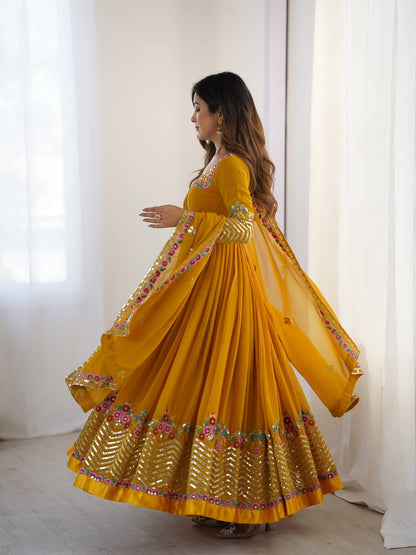 RangBhoomi Heavy Designer Party Gown with Embroidered Dupatta