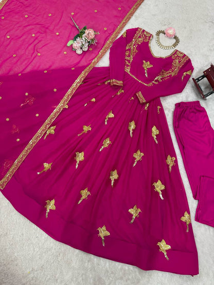 RangBhoomi Elegant Faux Georgette SP Series Gown Set with Thread and Sequin Detailing