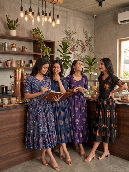 Elegant Soft Cotton Printed Midi Gown - Ultimate Summer Glamour and Comfort
