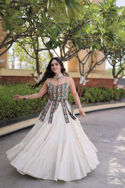 RangBhoomi Navratri Kora Cotton Lehenga Set — Full-Stitched Festive Ensemble