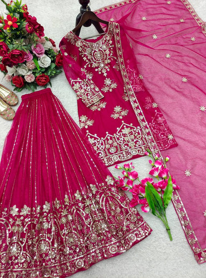 RangBhoomi Orgenza Twine Net Top, Sharara & Dupatta Set — Embroidered Ready-to-Wear