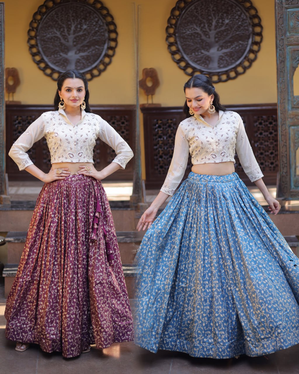 RangBhoomi Elegant Cosmos Jacquard Lehenga Choli Set with Embellished Blouse