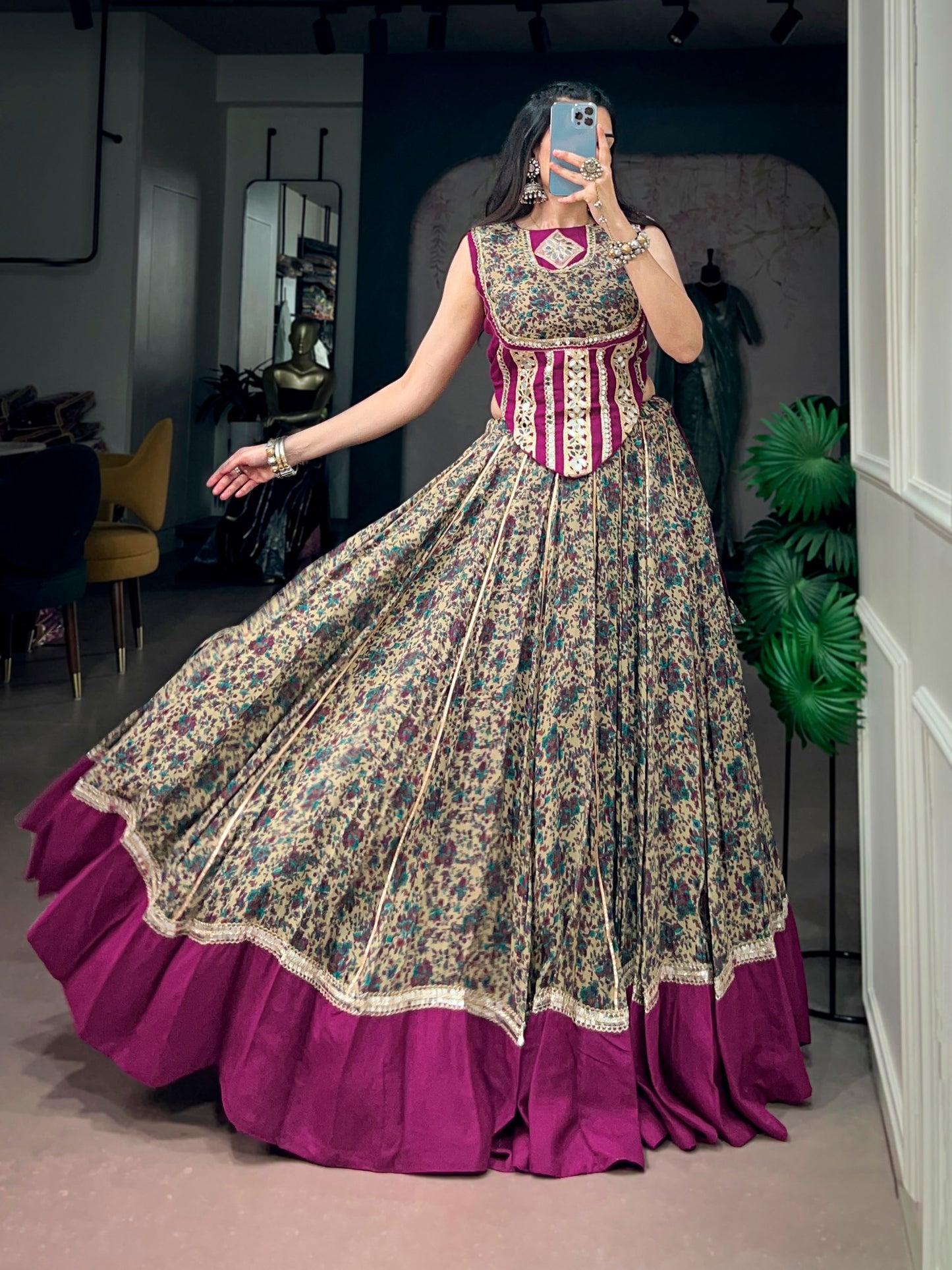 RangBhoomi Embroidered Mirror Lehenga Set — Navratri Collection 2026