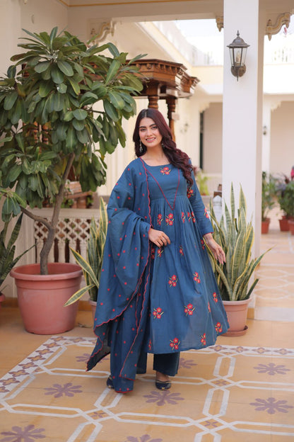 Premium Ready-to-Wear Kurti Set with Pant and Embroidered Dupatta – Comfortable Cotton Ensemble