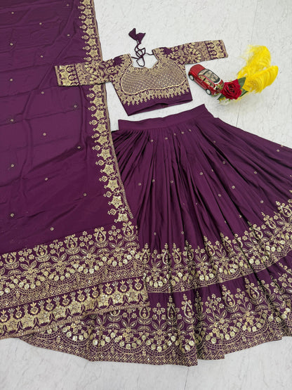 Elegant Festival Collection Lehenga Choli Set with Rich Embroidery and Glittering Sequins