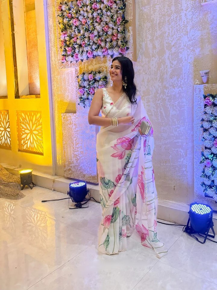 Ready to Wear Organza Saree - Floral Print, Lightweight