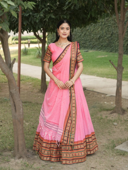 Pure Chanderi Cotton Lehenga Set for Timeless Elegance and Comfort