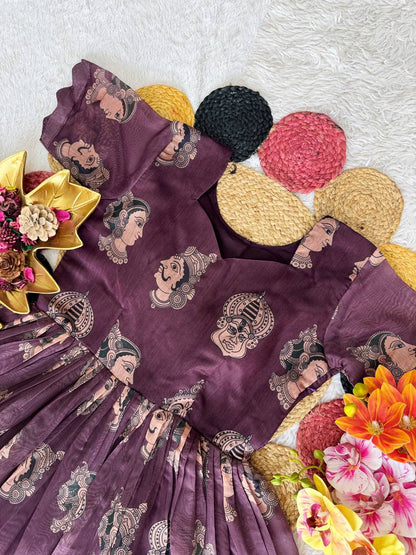 Elegant Summer Special Fully Stitched Kalamkari Midi Gown for Festive Glamour and Sophistication