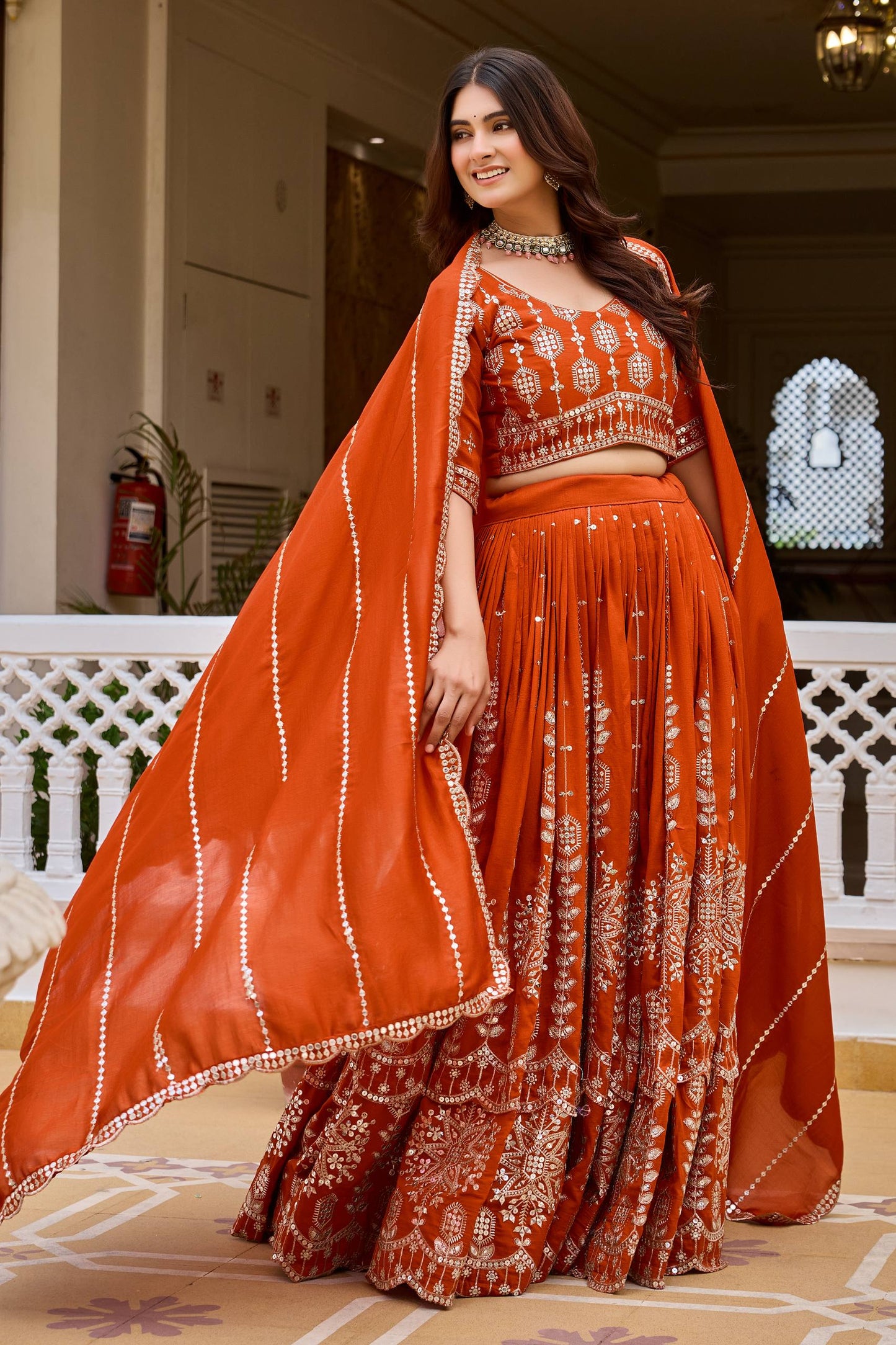 RangBhoomi Wedding Two Flair Lehenga Choli – Heavy Embroidered Vichitra Set