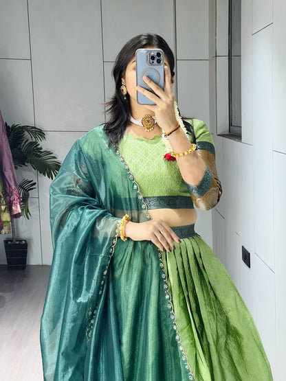 RangBhoomi New Arrival Silk Traditional Lehenga with Contrasting Dupatta