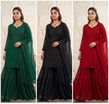 Elegant Designer Sequence Embroidered Sarara Set Perfect for Parties and Weddings