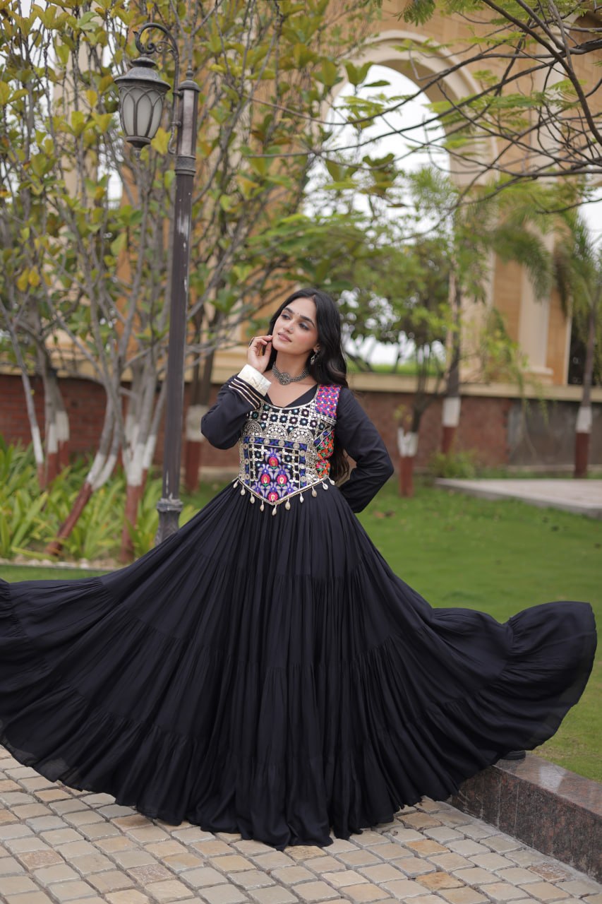 Navratri Gown Collection 2026 — Elegant Reyon Gown with Embellished Blouse by RangBhoomi