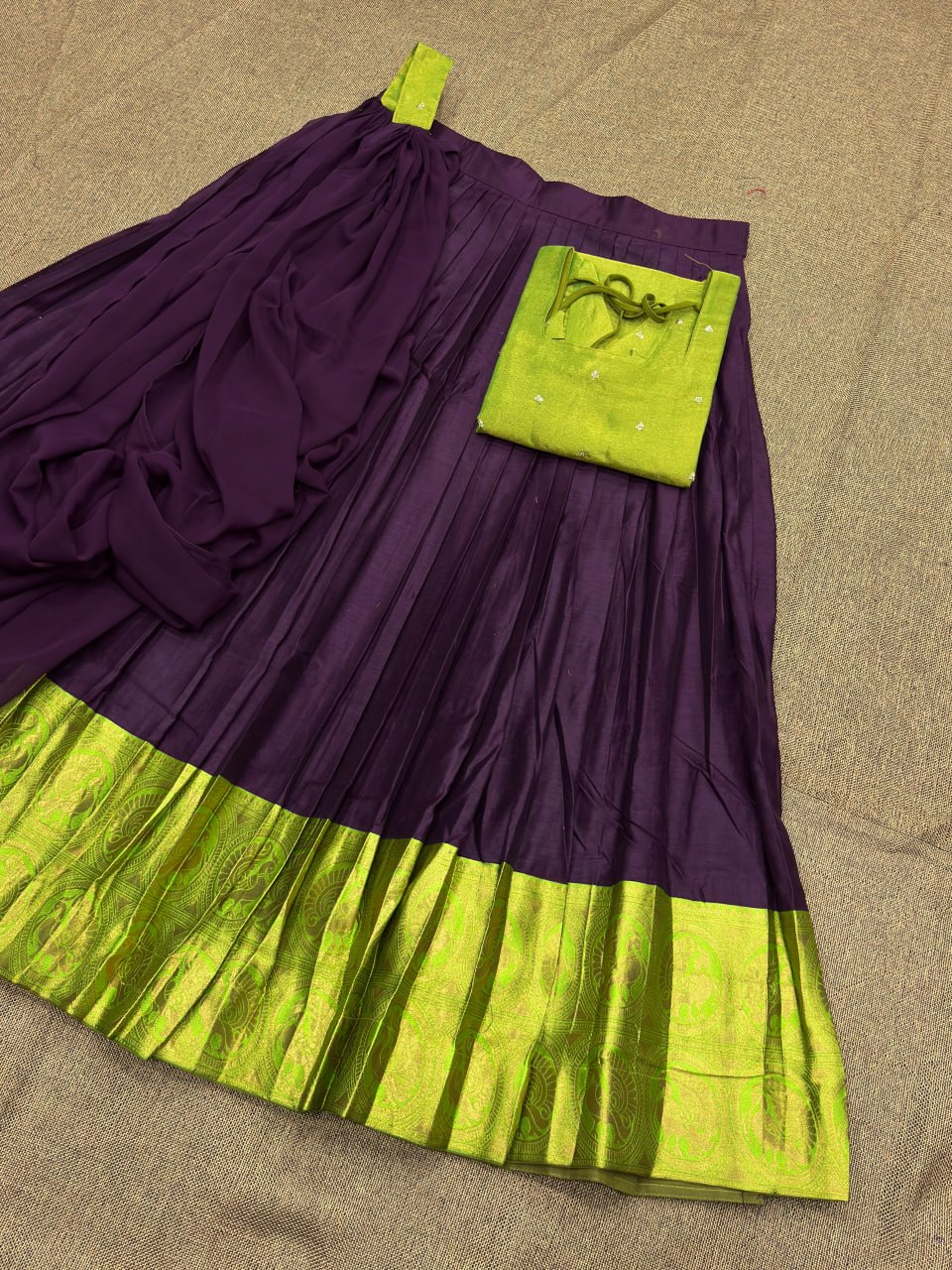 RangBhoomi Premium 5000 Series Elegant Natural Crepe Silk Ethnic Ensemble with Beaded and Threadwork Detailing