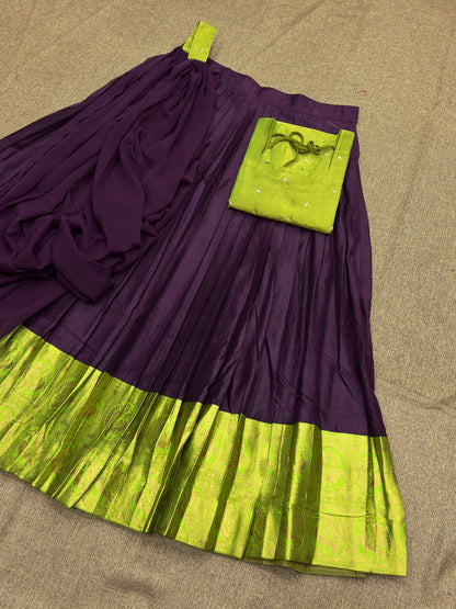 RangBhoomi Premium 5000 Series Elegant Natural Crepe Silk Ethnic Ensemble with Beaded and Threadwork Detailing