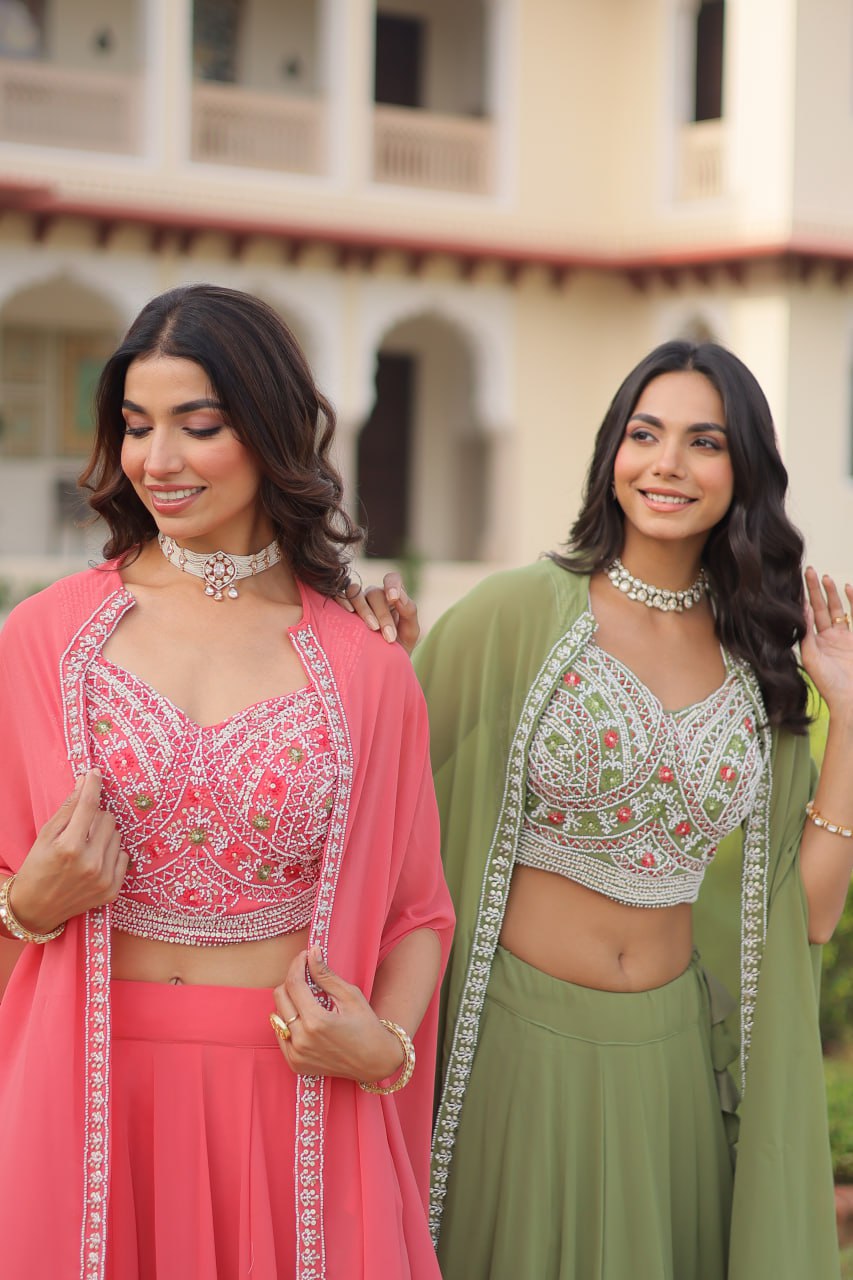 Premium Ready-to-Wear Lehenga Choli Set with Stylish Shrug Jacket