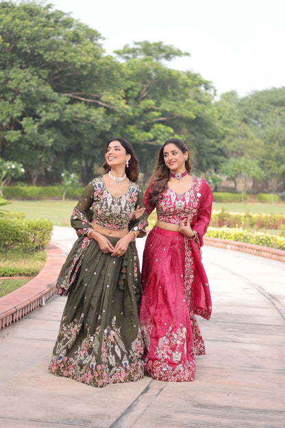 RangBhoomi Premium Designer Sequined Embroidered Lehenga Choli and Dupatta Set