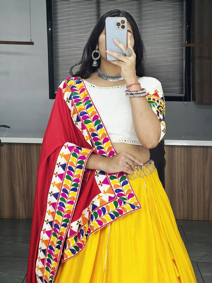 Ethnic Women’s Complete Lehenga Set with Yellow and Red Accents