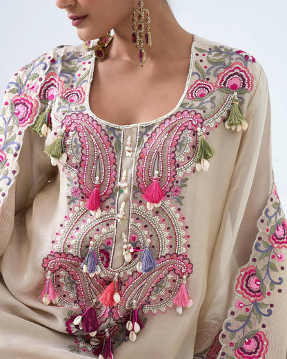 Elegant Women’s Ethnic Ensemble in Premium Heavy Georgette with Embroidered Threadwork, Fully Stitched and Ready to Wear