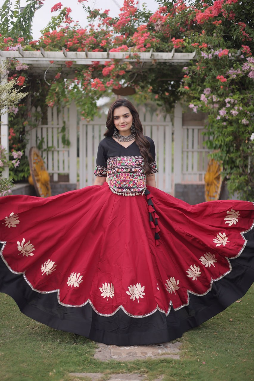 RangBhoomi Navratri Lehenga Choli Collection 2026 — Lotus Mirror Embroidered Set