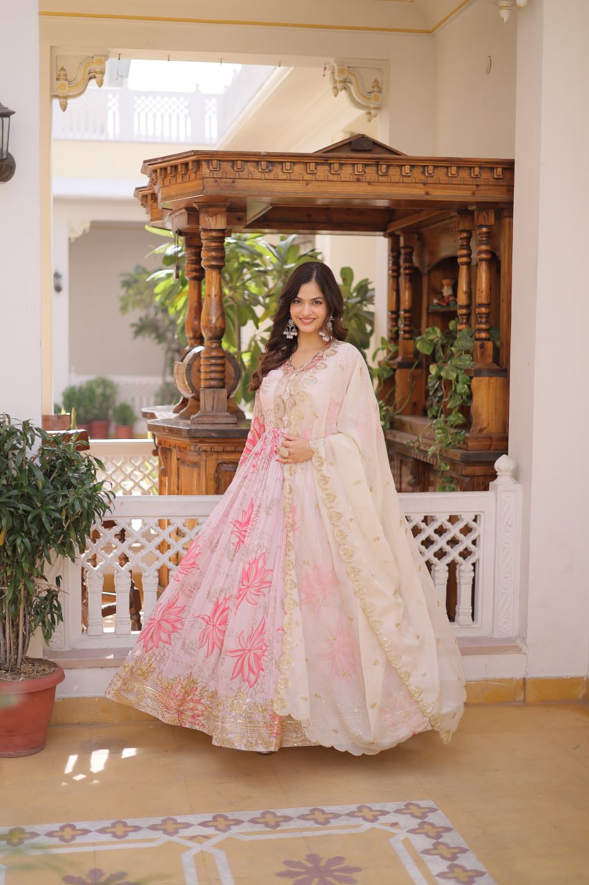 Elegant Premium Ready-to-Wear Gown with Matching Dupatta Set