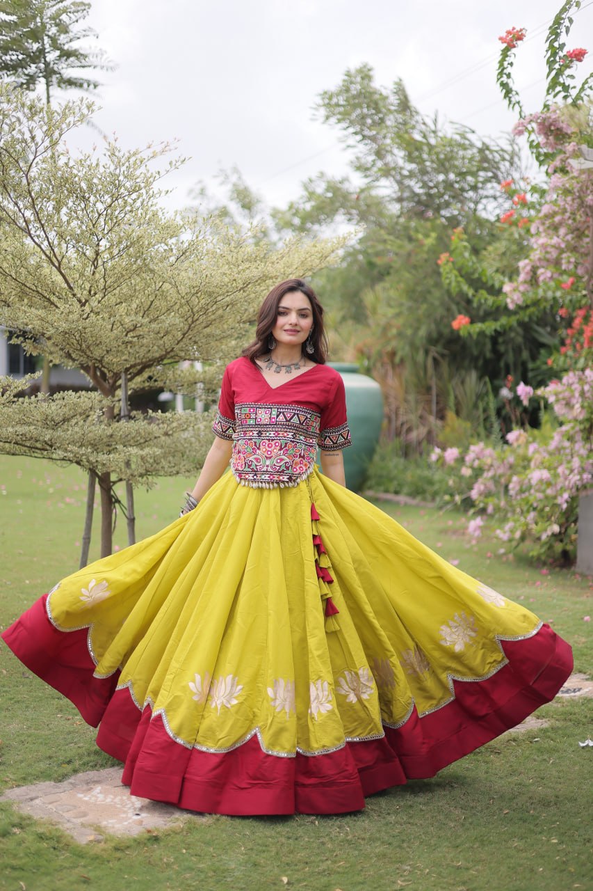 RangBhoomi Navratri Lehenga Choli Collection 2026 — Lotus Mirror Embroidered Set