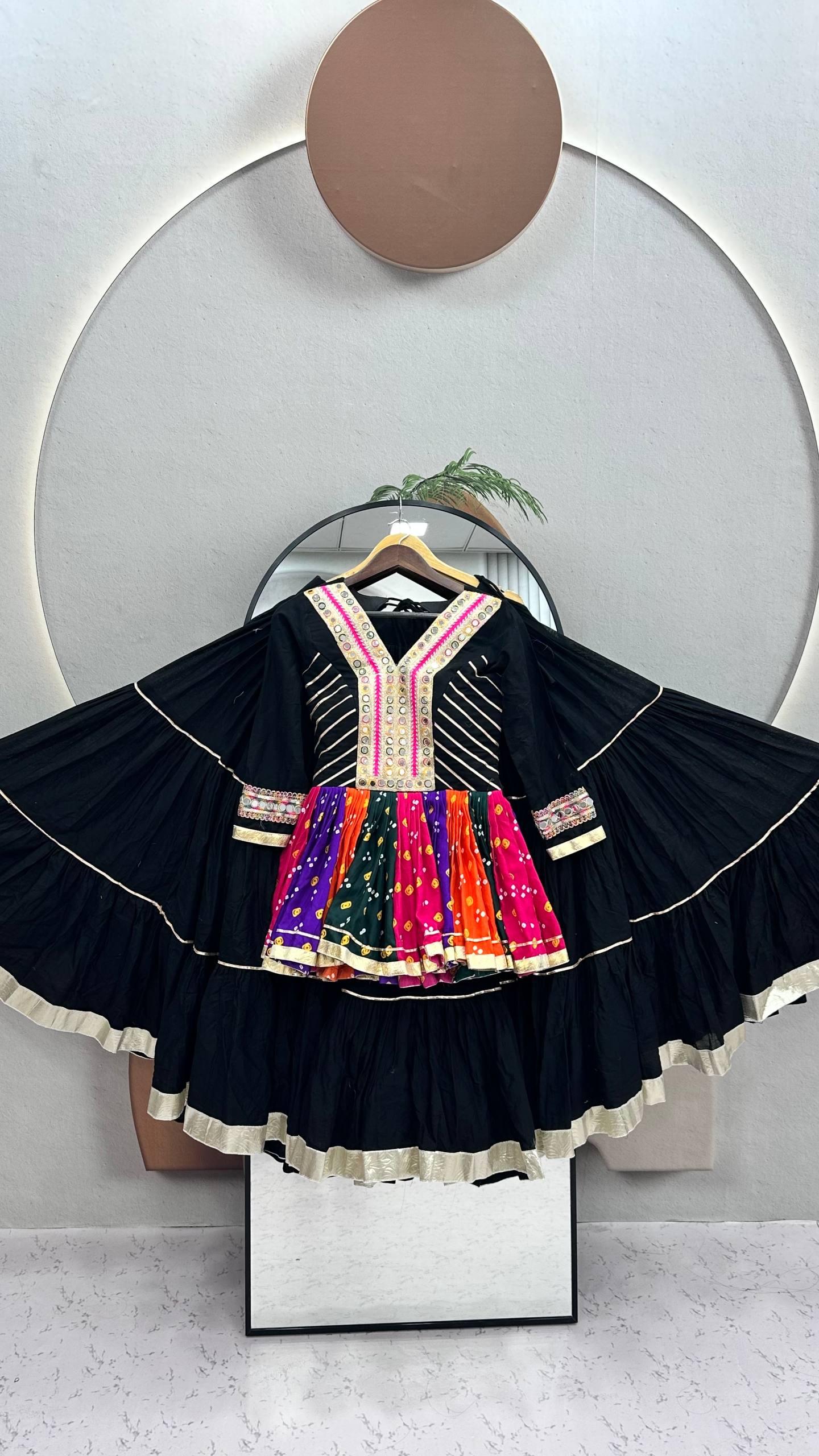 RangBhoomi Navratri Special Lehengacholi – Pure Cotton Kediyu & 9m Flair Lehenga, Fully Stitched