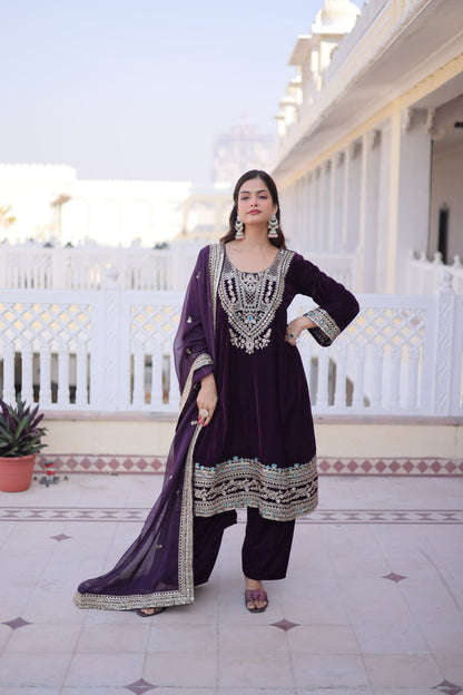 RangBhoomi Ready-to-Wear Velvet Top and Pant Set with Elegant Dupatta - Collection 2026
