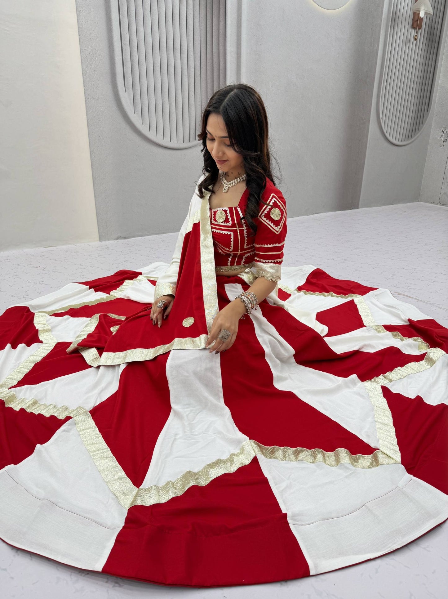 Navratri Special Pure Cotton Lehenga Choli with 6m Flair & Heavy Gota Patti - RangBhoomi