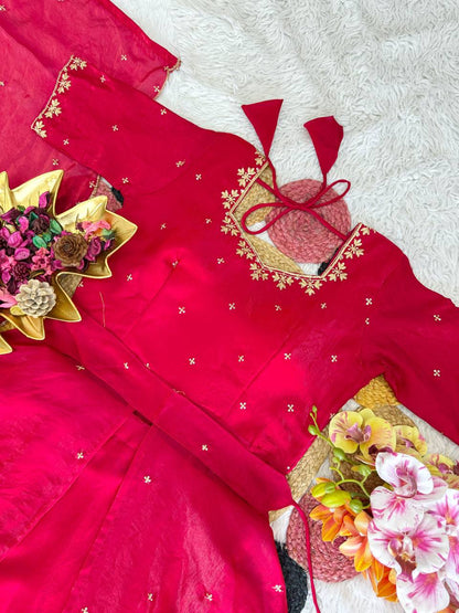 RangBhoomi Heavy Space Silk Double-Frill Lehenga Choli Set — Sequined Embroidery, Ready-to-Ship Rakshabandhan Special
